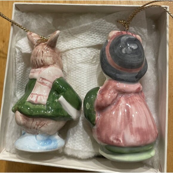 Schmid Country Cousins Christmas Ornaments Set Of 2 Rabbit Mouse Mice Vintage - Picture 3 of 5